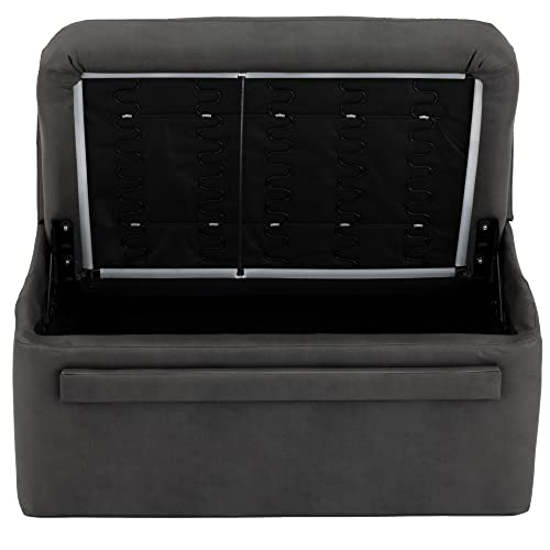 RecPro Charles 44" RV Dinette Booth with Storage | Converts to Bed with Memory Foam (Gunmetal, 1) - color: Gunmetal