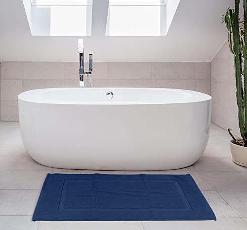 Utopia Towels Cotton Banded Rug, Bath Mats, Not a Bathroom Rug, 21 by 34 Inches, 100% Ring Spun Cotton, Highly Absorbent Shower Bathroom Floor Mat, Navy, 2 Pack - color: Navy