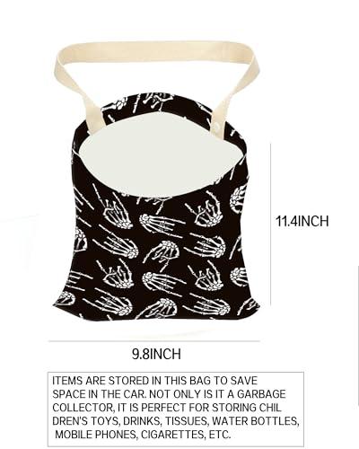 Car Garbage Can, Car Trash Bag Can for Vehicle, Travelling, Camping - Hanging Back Seat Organizer With Rock Skull Hands Design - color: Rock Skull Hands