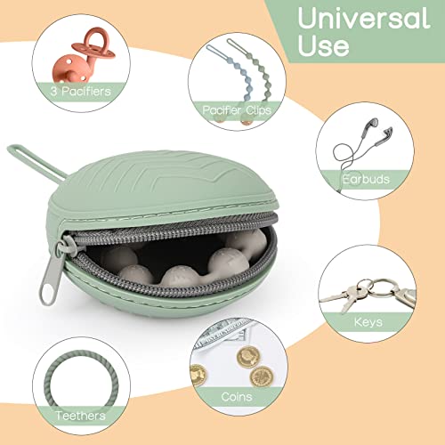 2 Pack Silicone Pacifier Holder Case, BPA-Free Silicone Pacifier Pouches for Baby Boys & Girls, Portable Case (Sage/Clay) - color: Sage,Clay