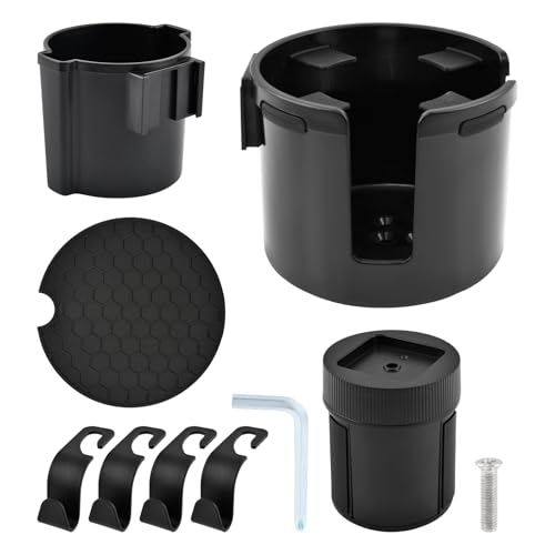 1 Pack Car Cup Holder Expander 2 in 1 Adapter with Expandable Base, Car-Seat Headrest Hook 4 Pack Hanger Storage Organizer fit Universal Vehicle Car Mugs in 2.2"-4.2" (10-48oz)