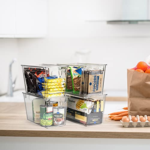 ClearSpace Modern Plastic Storage Bins with Lids Perfect Kitchen Organization or Pantry Fridge Organizer, 8 Pack, Transparent, Rectangular, 12.5" x 6" x 7", 9L Capacity, 8 Compartments - size: 8 Pack