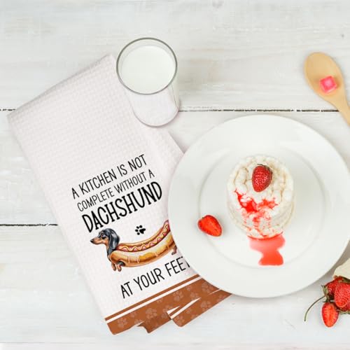 2Pcs Funny Dogs Kitchen Towels 24x14 Inch, Cute Dachshund Waffle Weave Dish Towels for Kitchen Home, White Absorbent Microfiber Hand Tea Towel, Weiner Dog Gifts for Women Dog Lovers 1 - color: Multi 0320