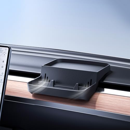 Dashboard Organizer Tray for Tesla Model 3 2017-2023 and Model Y 2020-2024 Accessories Silicone Behind Screen Storage Box Non-Slip Sunglass Phone Tissue Card Holder Tesla Console Insert
