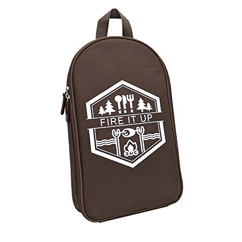 13 PC Grilling and Camping Cooking Utensils Set for The Outdoors BBQ - Stainless Steel Camp Kitchen Set Cookware Grill Tool Accessories Kit with Lightweight Stylish Crossbody Carrying Bag (Brown) - style: Brown Lite
