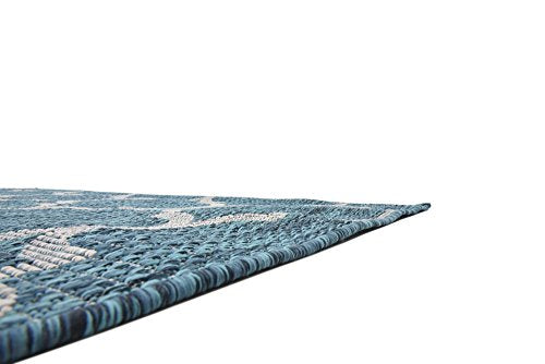 Unique Loom Outdoor Trellis Collection Area Rug (5' 3" x 8' Rectangle, Teal/ Gray) - color: Teal/Gray, size: 5'3" x 8' (Rectangular)