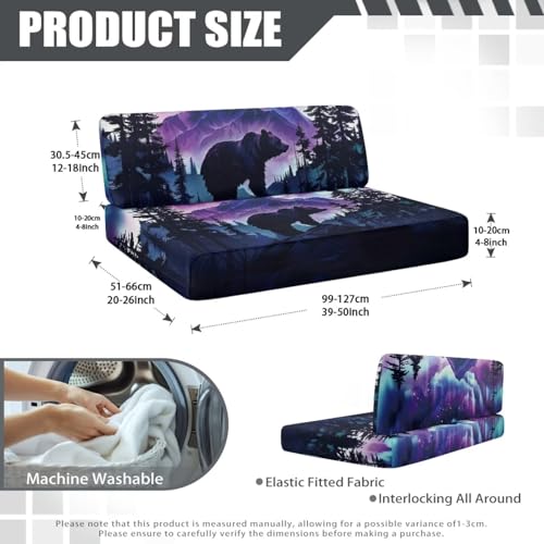 RV Dinette Cushion Covers Replacement Bear Forest RV Camper Cushion Covers Stretch Camper Cushion Slipcovers for RV Sofa - color: Bear Forest