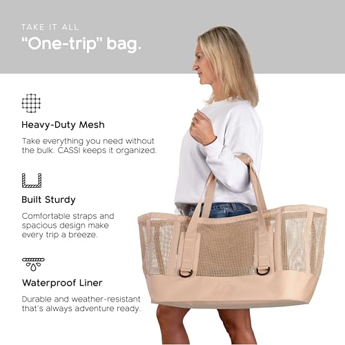 MISSION Boat Gear CASSI Heavy-Duty Outdoor Tote and Waterproof Marine-Grade Mesh Boat Bags - color: Sandstone, size: 70 Liter