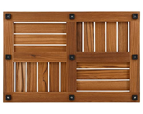Utoplike Teak Wood Bath Mat, Wooden Shower Mat for Bathroom, 24 x 16 inch Non Slip Wood Floor Sturdy Mat for Inside Shower Luxury Spa Home or Outdoor - size: 24" x 16" (Rectangular)