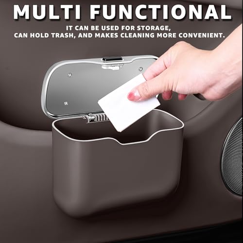 HOLDCY Car Trash Can, Waterproof Multi‑Functional Auto Trash Bin for Door/Console/Seat Back, Universal Vehicle Garbage Can for Car/Truck/SUV Drivers (Brown) - color: Brown