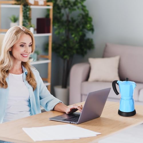 Coffee Pot 6 Cup Electric Espresso Coffee Maker Italian Moka Maker 300ml Portable Aluminum Espresso Machine Cafetera Moka Pot with Detachable Base, Gift for Home Travel(Blue) - color: Blue