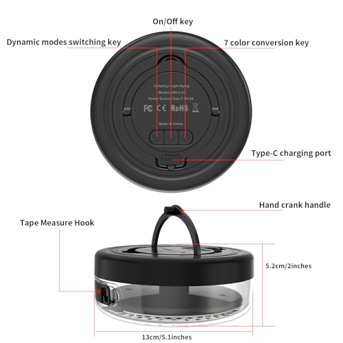Camping String Lights 32.8FT, 2 in 1 Outdoor Camping Lantern with 14 Lighting Modes, 30s Recovery, IP44 Waterproof, 4000mAh Battery, Portable Camping Lights for Camping, Yard, Festival Decor