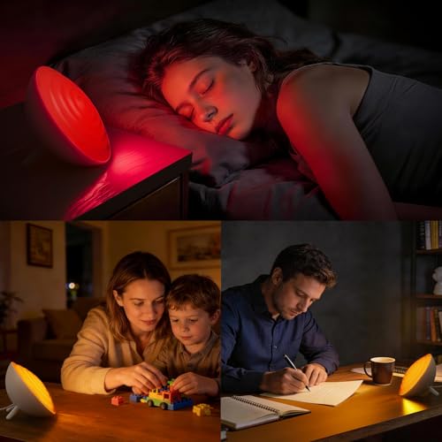 BOHON 660nm Red Light Night Light, 3 Color Modes 10 Brightness Dim White | Red Light Reading Light with Timer, Red Night Lights for Sleep Bedroom Nursery Room Home, Memory Function - color: White