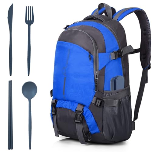 ELANE 4 Sets Reusable Travel Utensils Set with Case,Camping Cutlery Set Reusable Cutlery Set with Case,Utensil Sets for Lunch Picnic Daily Use Outdoor (darkblue) - color: darkblue