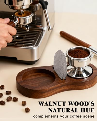 Tamping Station, Walnut Espresso Tamping Station, Espresso Accessories Organizer Compact Coffee Tamper Holder Coffee Maker Tool - color: Brown Station