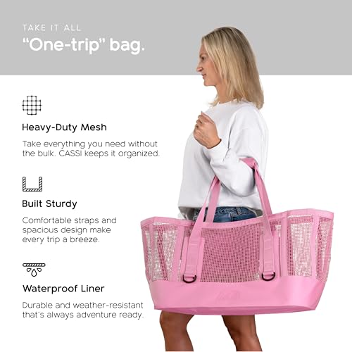 MISSION Boat Gear CASSI Heavy-Duty Outdoor Tote and Waterproof Marine-Grade Mesh Boat Bags - color: Rosé, size: 70 Liter