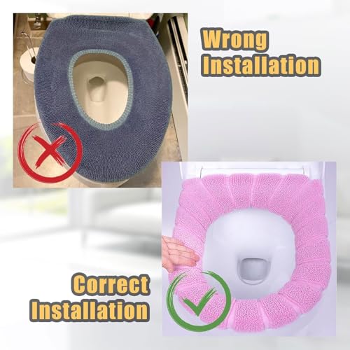 Bathroom Soft Thicker Warmer Stretchable Washable Cloth Toilet Seat Cover Pads 3PCS - color: 3color