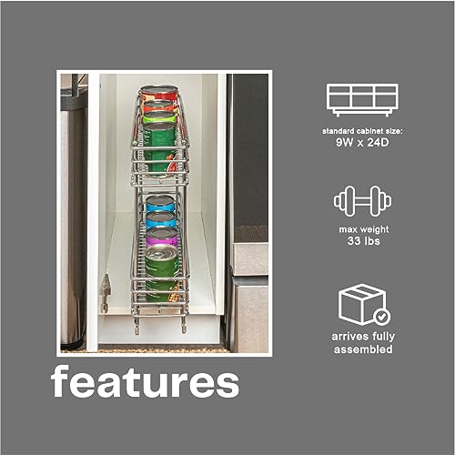 Household Essentials Chrome 2-Tier Sliding Cabinet Organizer, 5" - size: 5" - Extended, style: 2-Tier