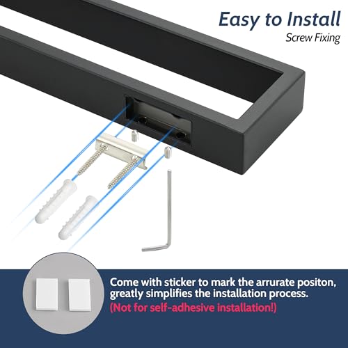 Sayayo Matte Black Towel Bar for Bathroom, 27.5 Inch Hand Towel Holder Wall Mount Square Towel Ring SUS304 Stainless Steel Towel Rack - color: Black, size: 27.5 INCH