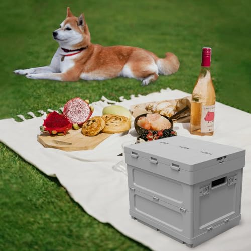 Folding Storage Box with Table, 3 in 1 Camping Collapsible Bins with Parking Warning Sign, Multifunctional Foldable Container, Outdoor Storage Bin for Picnic, Home, Office, Car