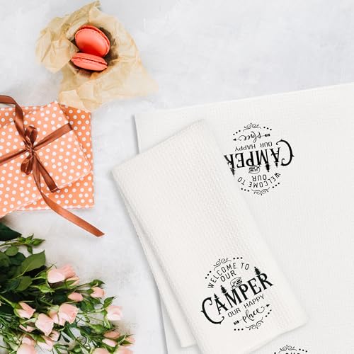 Mancheng-zi Camping Kitchen Towels, Camping Dish Towels for Kitchen, Welcome to Our Camper Decorative Hand Towels, Camper Hand Towels, Camping Towels for Camper, Camping RV Decor, 16x24 Inch