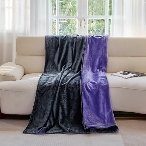 YISURE Waterproof Reversible Blanket for Bed King Size, 90"x80", Stain Proof Leakproof Bed Cover, Washable, Reusable, Protects Beds & Furniture from Spills, Stains & Splashes (Grey/Violet) - color: Grey/Violet, size: 90x80 in