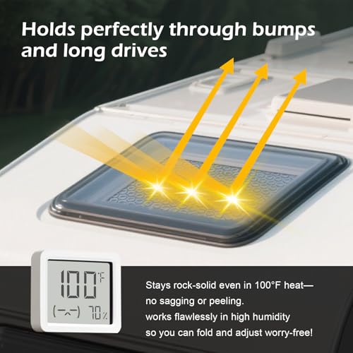 RV Sun Blackout Vent Cover, Reflective Insulation Skylight Window Shade, Roof Ventilation Shield for Motorhome, Sturdy Velcro Attach, 16x16 in Foldable Heat & Light Blocker, Camper/Tailer Accessories