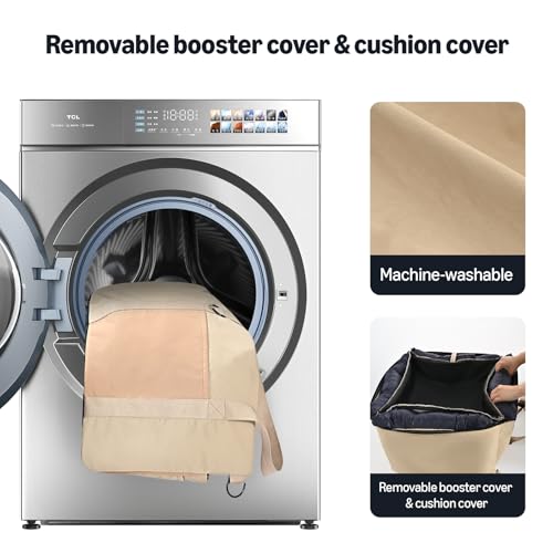 Amazon Basics Dog Car Seat, Pet Booster for Small-Medium Dogs with Leash & Washable Cover, Beige - color: BEIGE