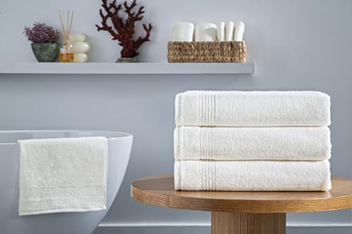 Ozdilek 4-Piece Bath Towels, 27x54, 100% Turkish Cotton, Luxury Quick Dry, Extra Large, Fade-Resistant, Eco-Friendly, Spa Towel, Comfortable (Ivory) - color: Ivory