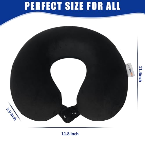 SAIREIDER Travel Pillow 100% Pure Memory Foam Travel Neck Pillow, Airplane Pillow for Traveling、Car、Home、Office,Washable Cover(Black) - color: Black