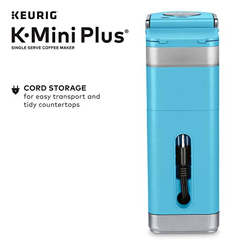 Keurig K-Mini Plus Single Serve K-Cup Pod Coffee Maker, with 6 to 12oz Brew Size, Stores up to 9 K-Cup Pods, Travel Mug Friendly, Cool Aqua - color: Cool Aqua
