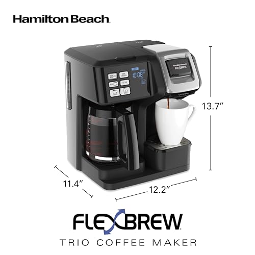 Hamilton Beach FlexBrew Trio 2-Way Coffee Maker, Compatible with K-Cup Pods or Grounds, Combo, Single Serve & Full 12c Pot, Black - color: Black