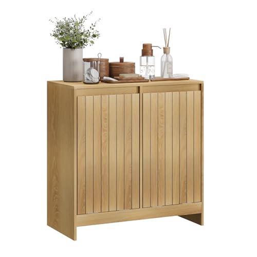 Smuxee Double Tilt Out Laundry Hamper Cabinet, Hidden Laundry Cabinet with Double Baskets, Natural Trash Can for Bathroom, Kitchen, Living Room