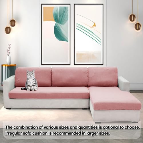 ZNSAYOTX Stretch Cushion Covers Sofa Cushion Couch Seat Covers Slipcovers Soft Replacement Unique Pattern Furniture Protector with Elastic Bottom (Rose, 1 Pc 3-Seat Cushion Cover) - color: Rose, size: 1 Cushion Sofa