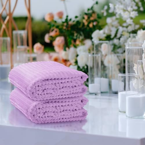 Buryeah 6 Pcs Flannel Throw Blanket Bulk 50 x 60 in Sleepover Blanket Outdoor Wedding Throw Lightweight, Oeko-tex Standard 100 Certified for Sofa Homeless Gifts (Lavender Purple) - color: Lavender Purple