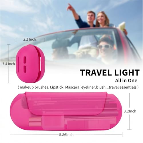 2 IN 1 Silicone Makeup Brush Holder with Beauty Make Up Sponge Holder Case:Soft Portable Cosmetic Face Brushes Holder with Upgrade Anti-Fall Out Magnetic Closure - Babbie Pink - color: Babbie Pink, style: Brush Holder & Case