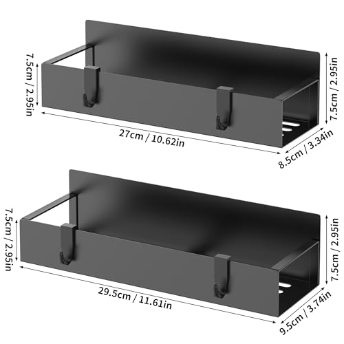 Magnetic Spice Rack for Refrigerator with Hooks, Magnetic Fridge Storage Organizer for Water Bottle, Magnetic Stanley Cup Holder for Kitchen, Black, 2 Pack