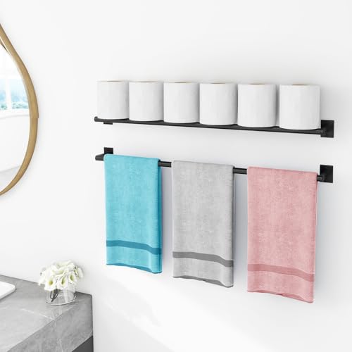 2 Packs 32 Inch Bathroom Towel Bar, 2Pcs Towel Racks for Bathroom, JIAPAIDUO Bathroom Towel Rack Wall Mounted, Bath Hand Towel Holder Organizer, Modern Home Decor Towel Rod Bathroom, Matte Black - size: 32 inch (2 Packs)