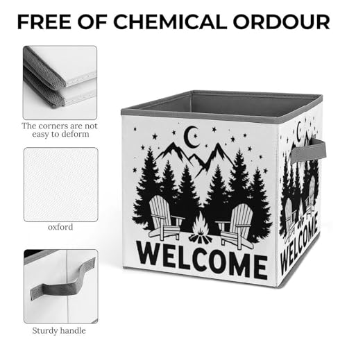 Welcome To Camping Foldable Storage Box with Handle Organizer Containers for Home Office Clothes Office Supplies - color: style