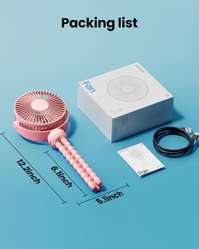 Gaiatop Mini Portable Stroller Fan, Battery Operated Small Clip on Fan, Detachable 3 Speed Rechargeable 360° Rotate Flexible Tripod Handheld Desk Cooling Fan for Car Seat Crib Treadmill Travel Pink - color: pink