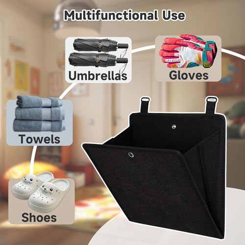 PUGPIU RV Camper Shoe Storage 4 Pack - Foldable Wall Mounted Shoe Rack Organizer - Self-Adhesive Rv Shoe Holder - Space Saving for Camper Essential Home Travel with Deep Pocket Fit 1 Pair Shoes, Black - size: 4