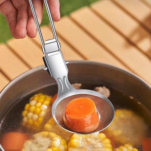 Camping Cooking Utensil Set, 6 Piece Stainless Steel Portable Cookware Set, Foldable Camp Utensil Tools For Outdoor Grilling BBQ Travel Road Trip