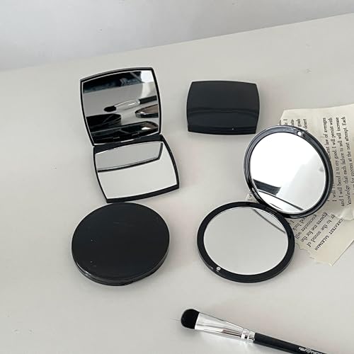 Vanity Mirror - Elegant Foldable Compact Cosmetic Mirror for Travel (Black)