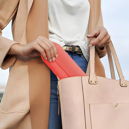 AGIKET Silicone Makeup Brush Holder Travel Cosmetic Bag:Soft Portable Cosmetic Face Brushes Holder with Upgrade Anti-Fall Out Magnetic Closure, Large Travel Makeup Brush Case - Guava - color: Guava, style: Brush Holder