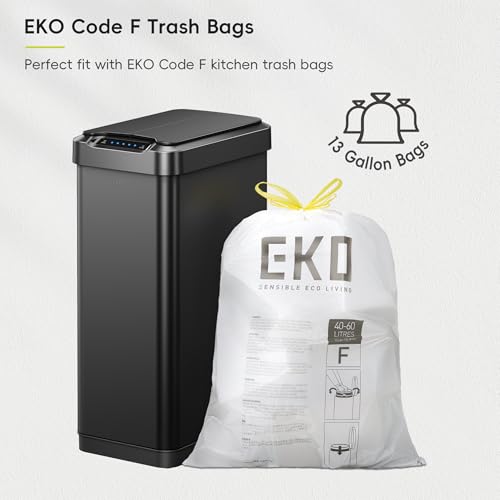 EKO Phantom-T 13.2 Gallon/ 50L Automatic Sensor Kitchen Trash Can, Slim Stainless Steel Touchless Garbage Bin with Soft-Close Dual Wing Lid for Home & Office, Matte Black - size: Phantom 50L - Matte Black