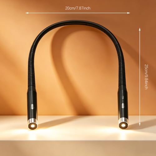 LED Neck Reading Light, 3-Color & 3-Brightness Adjustable Bendable Neck Light, USB Rechargeable Book Light for Reading in Bed, Knitting, Crochet, Camping, Working, Book Lovers Gifts (Black) - color: Black