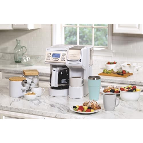 Hamilton Beach FlexBrew Trio 2-Way Coffee Maker, Compatible with K-Cup Pods or Grounds, Combo, Single Serve & Full 12 Cup Coffee Pot, White, Fast Brewing, Removeable Reservoir - color: White, Fast Brewing, Removable Reservoir