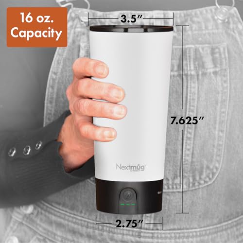 Nextmug Go - Temperature-Controlled, Self-Heating Travel Mug (White - 16 oz.) - color: White