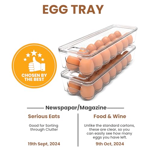 Utopia Home Egg Container With Lid and Handle for Refrigerator - Pack of 1 - Clear Stackable Egg Holder for Kitchen Storage and organization - size: Pack of 1