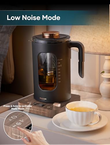 INTASTING Electric Tea Kettle, Electric Kettle with Tea Infuser, ±1℉ Knob Temperature Control, BPA-Free Glass, 1200W Fast Heating, Easy to Clean, 1 Liter (Wood) - color: Wood
